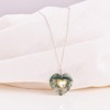 Natural Moss Agate Crystals Pendant Necklace, 925 Sterling Silver Heart