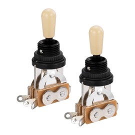 QUARKZMAN 3 Way Short Straight Guitar Toggle Switch Pickup Selector Switch Black with Yellow Button Cap for Electric Guitar Replacement Parts Pack of 2