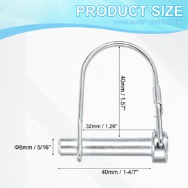 PATIKIL Trailer Coupler Pin 5/16x1-4/7, 8 Pcs Wire Lock Pin Safety Shaft Locking Pin Round Pto Pins for Farm Trailers Lawn Hitches Garden Tractor Kayak Boat (8 x 40 Mm)