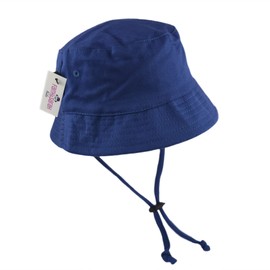 Faith & Sarah Kids Baby Sun Hat with Toggle Chin Strap - Boy or Girl Wide Brim Baby Bucket Hats Royal Blue 12-18 Months