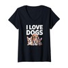Womens I Love Dogs Cute Puppy Pals Design V-Neck T-Shirt