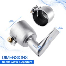 SWIGRANCE Hot Air Welding Nozzles 90 Degree 20mm Mouth Width, Stainless Steel Flat Welding Tip Nozzle Replacement for Hot Air Plastic Welder Heat Gun