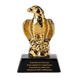 Eagle Trophy Golden Hawk Statue Modern Ceramic Eagle Sculpture Trophies Reward, Trump Gifts for Trump Supporters and Patriotic AmericansPerfect for Home Decor, Office Decor (Black Base)