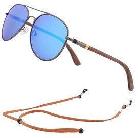 An Swallow Aviator Sunglasses Wooden Men Women Polarised Mirrored Bamboo Wood Glasses Polarised Lenses UV Protection, Blue lens