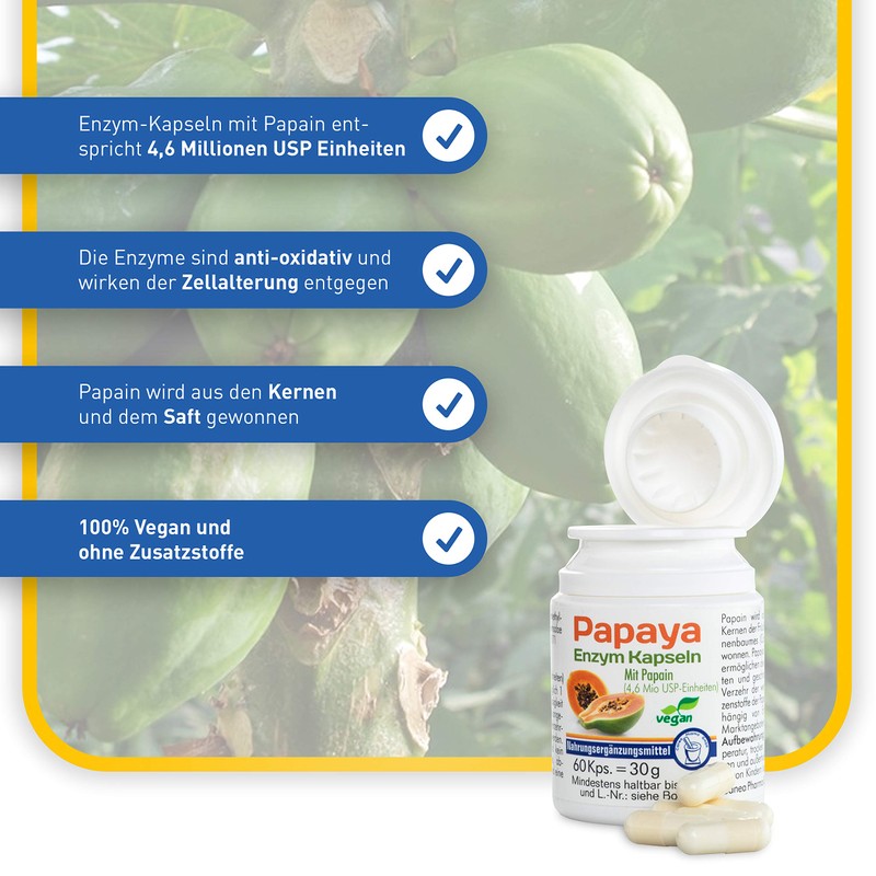 Pharma-Peter Papaya Enzym Vegetarian Capsules, 60 Capsules