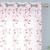Deconovo Top Ring Leaf Embroidery Net Curtains Semi Transparent Curtains