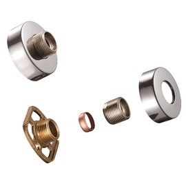 KEDWILL® Bar Valve Fixing Kits Brackets with Round SS Chrome Cover Shrouds Escutcheons 3/4” Inch Connections BSP 15mm Wall Mounted Fast Fix Kit Bracket for Thermostatic Bath Shower Bar Valve Mixer