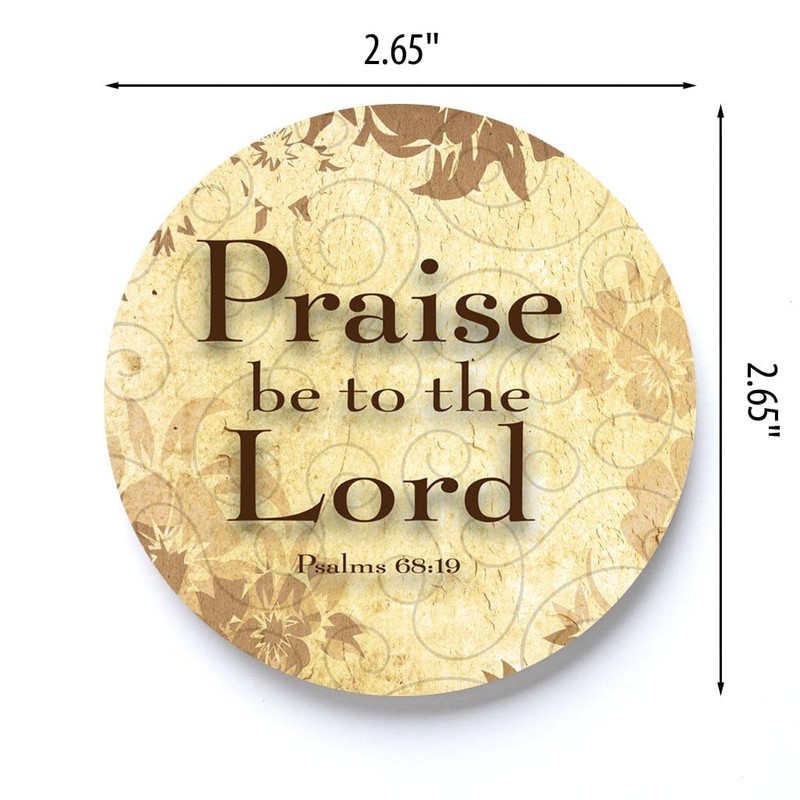 Praise Be Scripture Cream Scroll 2.75 x 2.75 Ceramic Car