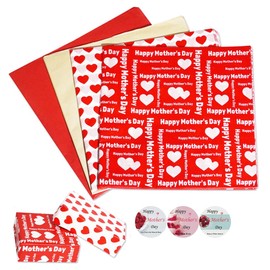 UAREBST 52 Sheets Red Happy Mother's Day Tissue Wrapping Paper Bulk for for Gift