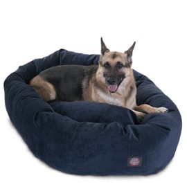 Majestic Pet Villa 52 Inch Shredded Memory Foam Dog Bed for X-Large Sized Dogs 52x35x11 Inch–Orthopedic Dog Bed with Removable Washable Cover-Washable X-Large Pet Bed with Head Support-Navy