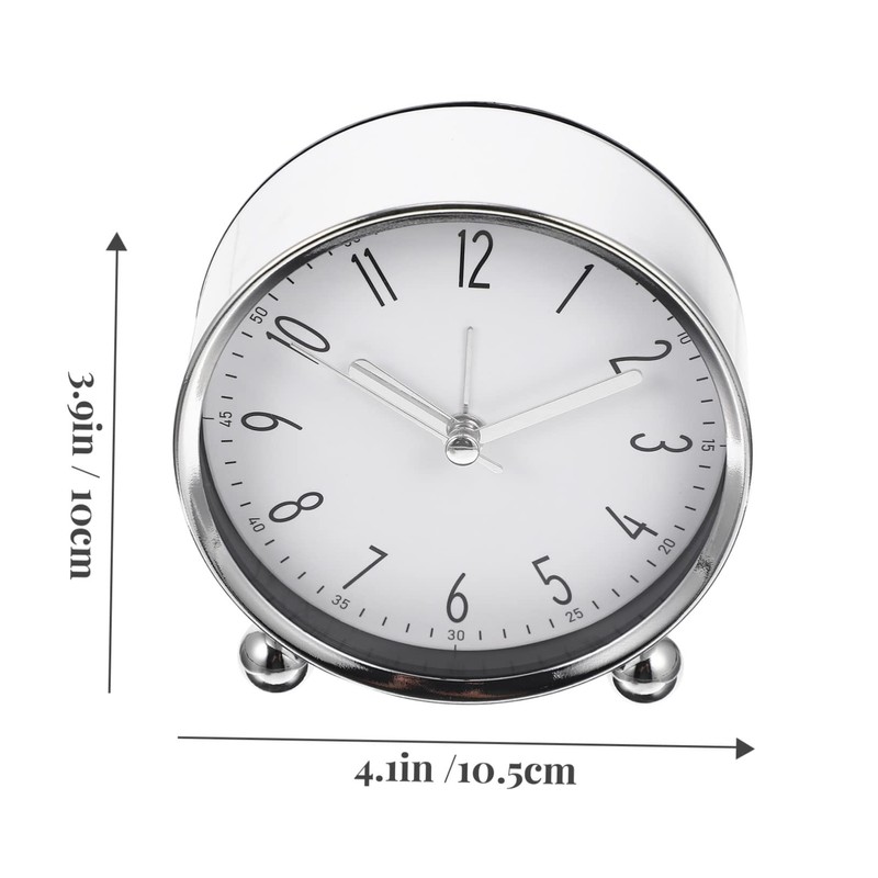 OHPHCALL Silent Round Alarm Clock Metal Digital Clock for Bedroom