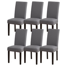 Chair Covers, Set of 6, Grey, Stretch Dining Room Chair Covers for Dining Room Chairs, Removable Washable Spandex Chair Cover for Kitchen Chairs, Hotel, Banquet (Grey, 6 Pieces)