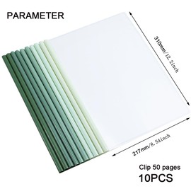 10PCS A4 Gradient Report Covers with Sliding Bar, Plastic Sliding Bar Binder Cover, Transparent Slide Binder File Folder for School Office Documents Classification, Green