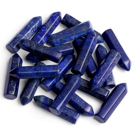 GUJOXILA Lapis Lazuli Gemstone Crystals Sets Healing Crystal Stone Crystal Column Towers Hexagonal Point Rods Meditation Energy Bulk Hexagonal Dots Reiki Palm Stone Pack of 10