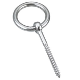Eye Bolt with Wood Thread and Ring 6 x 60 1 Piece Stainless Steel A4 Ring Bolt with Wood Thread Eye Screws with Wood Thread - NIRO, Nirosta, AISI 316