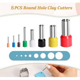8 Pcs Multicolor Clay Circle Cutters Set,Clay Cutters Set of Circle Cutter Molds Household Tool for Polymer Ceramic Crafts Handmade Supplies Clay Cutters for Earrings Ceramics and Pottery