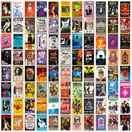 Retro Rock Poster Stickers, 100pcs Band Stickers for Classic Rock Music, Colorful VSCO Waterproof Vinyl Decal for Water Bottles Laptop Bicycle Skateboard Luggage, Adults