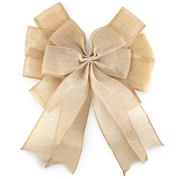 Large Burlap Bow (12.5"x10.2") – Easter Wreath Bow for Presents,