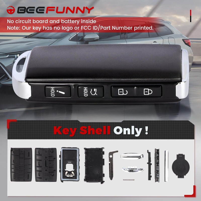 Beefunny Replacement Remote Key Case Shell 4 Buttons for Mazda