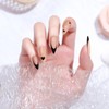 Hebterrka 24 Pieces Almond Shaped Artificial Nails Short Medium Black