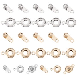 UNICRAFTALE 10 Sets 2 Colors Snap Clasps Metal Snap Button Clasps 14mm Long Round Clasp Ball and Socket Snaps Clasp Bracelet Connector for DIY Necklace Making