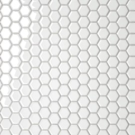 Bedrosians Le Cafe 1" Hexagon Glossy Porcelain Mosaic Tile, White (10-Pack, 8.39 SF)