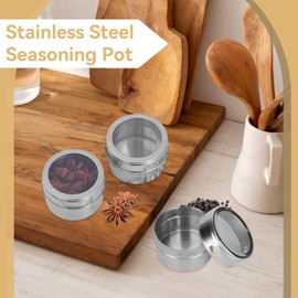 6 Pieces Stainless Steel Spice Shakers, Portable Magnetic Spice Jars, Camping Spice Containers, Metal Spice Jars, Spice Jars with Clear Lid