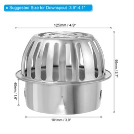 PATIKIL Dome Gutter Guard Filter, 304 Stainless Steel Downspout Strainer, Anti-Blocking Outdoor Gutter Cleaning Tool for Stops Leaves Debris, Fits 3.9-4.1 Inch