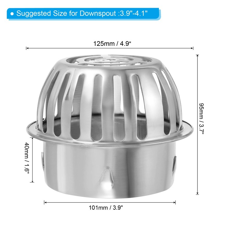 PATIKIL Dome Gutter Guard Filter, 304 Stainless Steel Downspout Strainer,