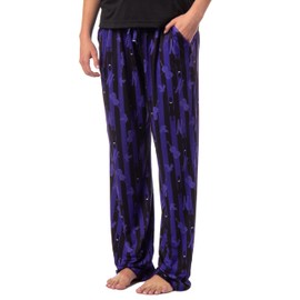 Wednesday Addams Women's Nevermore Academy Allover Dress Silhouette Print Sleep Pajama Pants (Medium) Purple