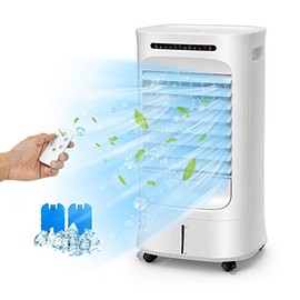 PETSITE Portable Air Conditioner Windowless, Evaporative Cooler Fan with Remote Control, 15H Timer, 2 Ice Packs, 2.6 Gal Water Tank, Personal Swamp Cooler for Bedroom Home Office