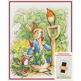 Beatrix Peter Rabbit Digging Garden Counted Cross Stitch Pattern with Needles