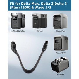 Urnqowuy Extra Battery Cable Fits for EcoFlow XT150, Delta 2, 2 Max, 3 Plus, Wave 2, Wave 3, Braided Power Third-Party Accessory, NOT Fit Pro 3, 20"