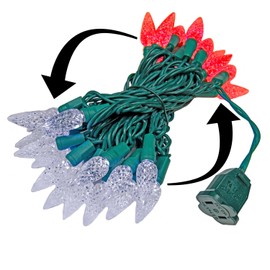 Novelty Lights 12FT 35 LED C6 Color Changing String Lights, String Lights Commercial Grade Mini Light Set With LED Bulbs, Led Christmas Lights Outdoor Led String Lights (Red-Pure White)