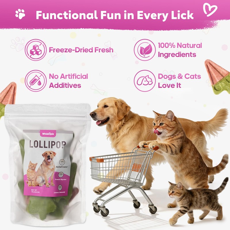 Whiskopia Freeze-Dried Dog & Cat Treats with Watermelon Shapes, Interactive