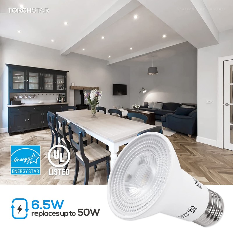 TORCHSTAR 12-Pack PAR20 LED Bulbs, 6.5W 50 Watt Equivalent, 500