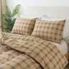 Lemfux 100% Cotton Checked Pattern Brown Duvet Cover Set, Plaid