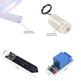 ALMOCN Automatic Irrigation DIY Kit, 4Pcs Capacitive Soil Moisture Sensor+4Pcs 1Channel 5V Relay Module + 4Pcs Water Pump + 4Pcs 1M Vinyl Tubing for Arduino Moisture Detection Garden Watering