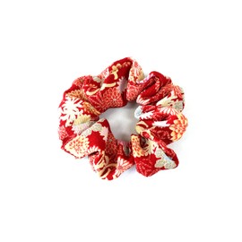 COCOLUCK Japanese Pattern Crepe Chou Hair Elastic Stylish Hair Accessories, Hair Ornament, Hair Rubber, Made in Japan, Small Chrysanthemum Series (Small Chrysanthemum Red)