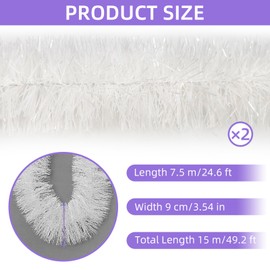 Ohiyoo 50 Feet White Tinsel Garland Christmas Foil Tinsel Garland Decoration Metallic Banner Wall Hanging Streamers for Christmas Tree Birthday Party Decorations (3.54" x 50', White)