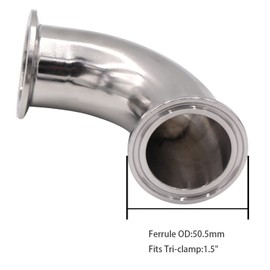 DERNORD 2 Pack 1.5" Tube OD Sanitary Ferrule Elbow 90 Degree Pipe Fitting with 4 Silicone Gaskets SUS304 Tri Clamp 1.5 Inch