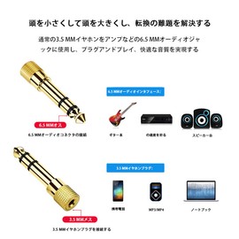 Stereo Mini Plug 6.5mm Male to 3.5mm Female Converter Adapter Audio Cable 3 Pole Gold Plated for Guitar Book, Speaker Stand, MP3, MP4, Notebook and More (2 Pack)