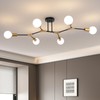 JERANDO Black and Gold Semi Flush Mount Ceiling Lighting Fixture,