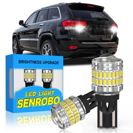SENROBO 921 912 LED Reverse Light Bulb Fit for Jeep Grand Cherokee 2011-2019, Super Bright T15 LED Bulb with Lens, 6000K Cool White Backup Lights Replacement, Pack of 2