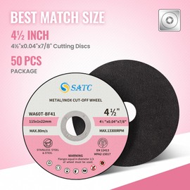S SATC Pink Cut Off Wheels 4 1/2 Inch 50 PCS Angle Grinder Cutting Discs,4.5" x.040 x7/8" Cutting Disc for Metal and Stainless Steel