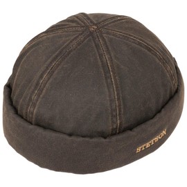 Stetson Old Cotton Docker Hat - Docker Cap Men - Men's Hat Used Look - Cap without Peak - Cotton Hat Spring/Summer - Harbour Hat, brown