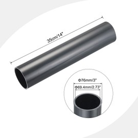QUARKZMAN PVC Pipe Round 69.4mm ID 76mm OD 350mm Dark Grey High Impact Resistance Water Pipe Craft Cable Sleeves