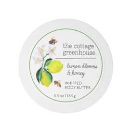 The Cottage Greenhouse Lemon Blooms & Honey Body Butter, 5.5 oz., Shea Butter, Aloe, Honey & Avocado Oil, Body Lotion for Women, Hydrating & Smooth Body Moisturizer