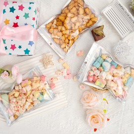 Smell Proof Resealable Mylar Foil Bags, Holographic Rainbow Ziplock Pouch for Food Storage Reusable Aluminum Sample Bags Airtight Packaging for Party Favors & Small Business, 6x9 Inch, 100 Pack