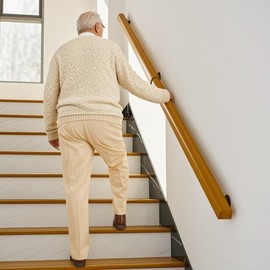 10FT Wooden Stair Railing Indoor, Wall Railings for Stairs, Hand Rails for Indoor Stairs, Non-Slip Stair Handrail for Home Garden Corridor Lofts Kindergarten Guardrail(4 Sections, 4 x 2.5FT)